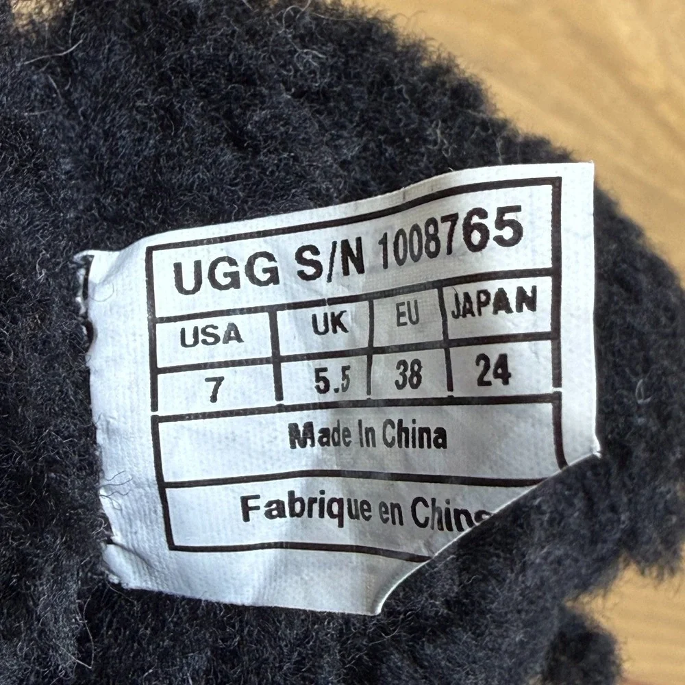 UGG Charlee Heeled Bootie Womens 7 Black Suede Zip Stacked Heel Festival Chic